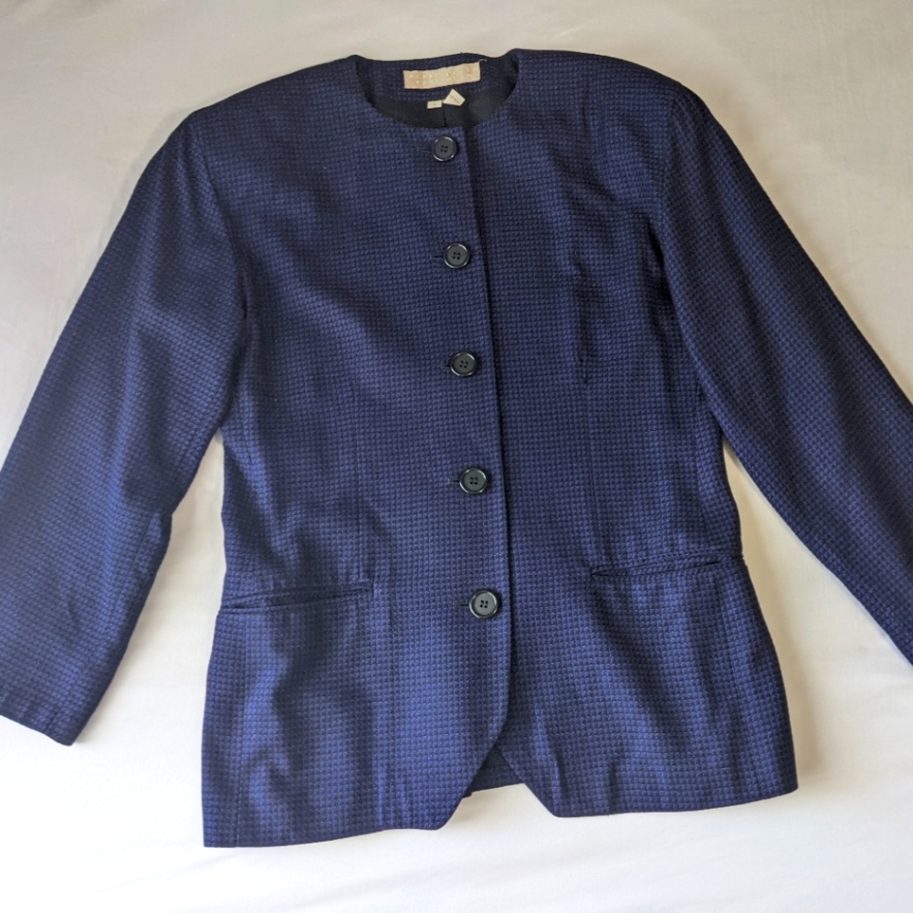 Perry Ellis Silk Blend Blazer Jacket Shoulder Pads Women's Size 8